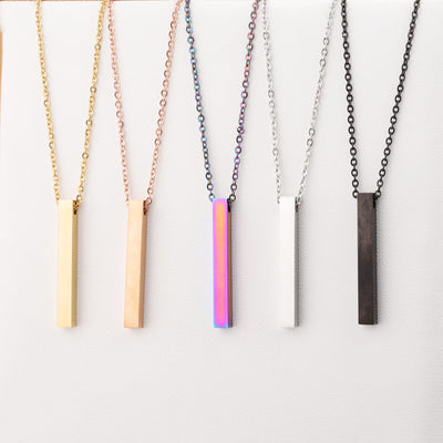 3D Engraved Bar Necklace Personalized Jewelry