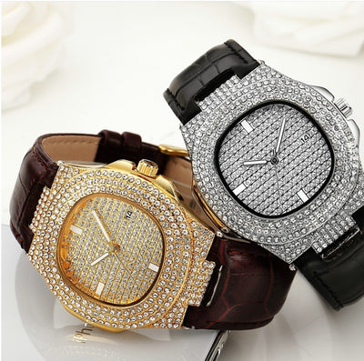 Quartz Diamond Mens Watch Elegant Watch Belt Design