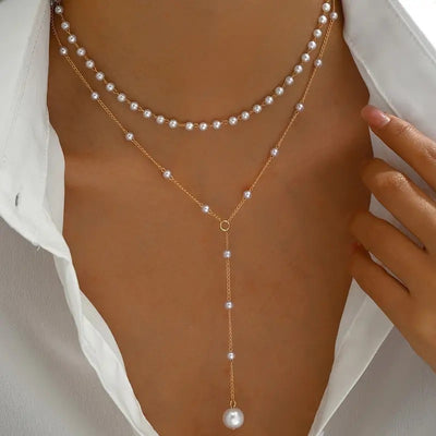 Double Layer Pearl Necklace Elegant Twin Pearl Jewelry