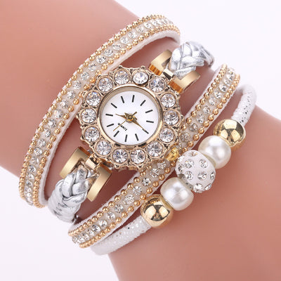 Pearl Diamond Quartz Women Watch Luxury Fashion Timepiece