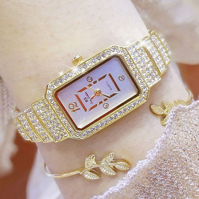 Full Diamond Womens Quartz Watch Elegant Timepiece