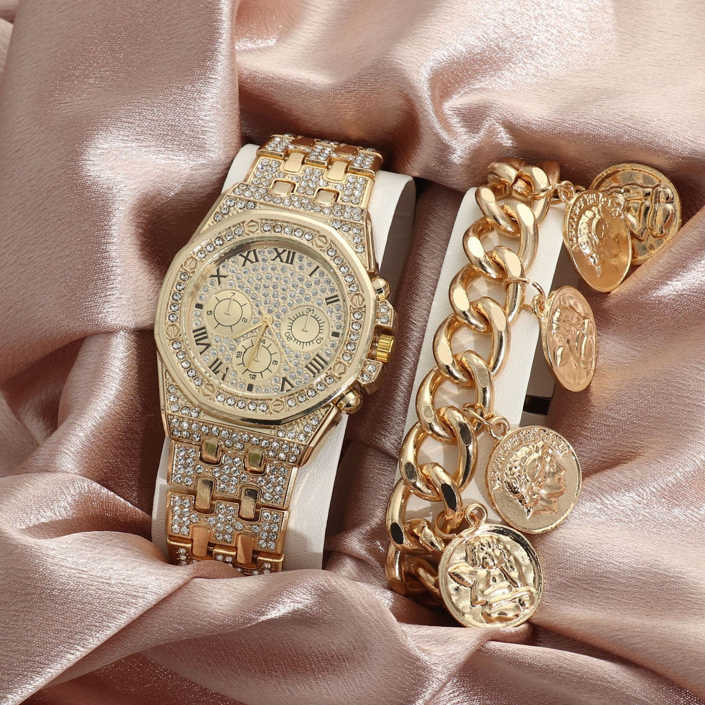 Large Dial Diamond Quartz Women Watch Fashion Luxury Style