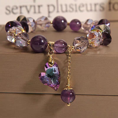 Purple Heart Crystal Bracelet Natural Amethyst Jewelry